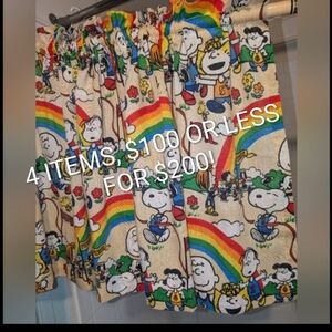 14 PC 8 PANELS Vintage Charlie Brown Snoopy rainbow curtains!